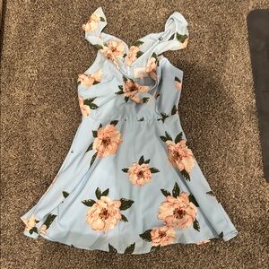 J.O.A. Floral Mini Dress in Blue and Pink